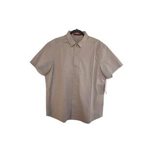 RYAN ROBERTS Taupe/Beige Snap Button Short Slv Shirt Men Size XL Collar NEW